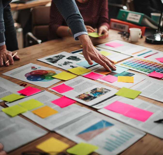 people planning and discussing during meeting