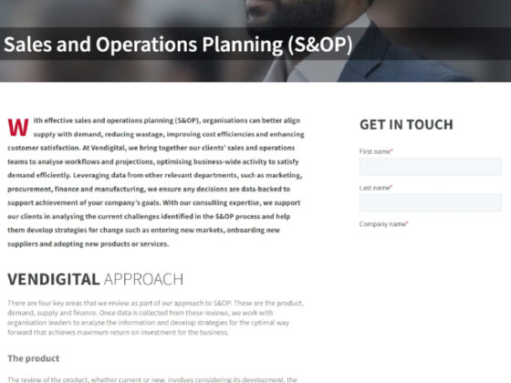 Vendigital: Sales and Operations Planning Webpage