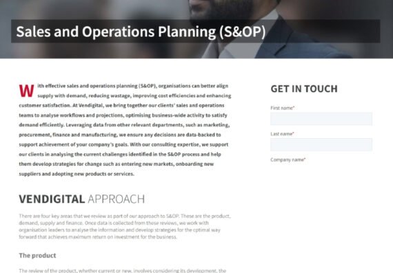 Vendigital: Sales and Operations Planning Webpage