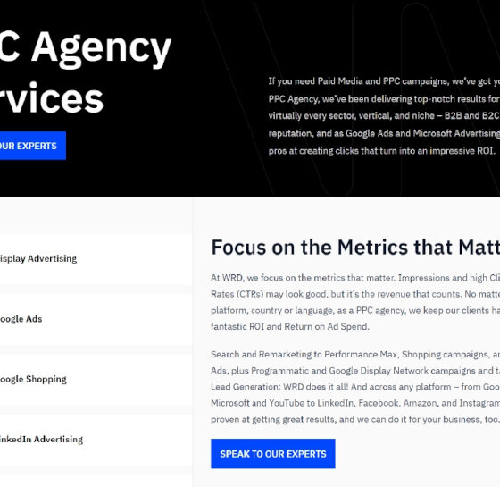 WRD: PPC Agency Services Webpage